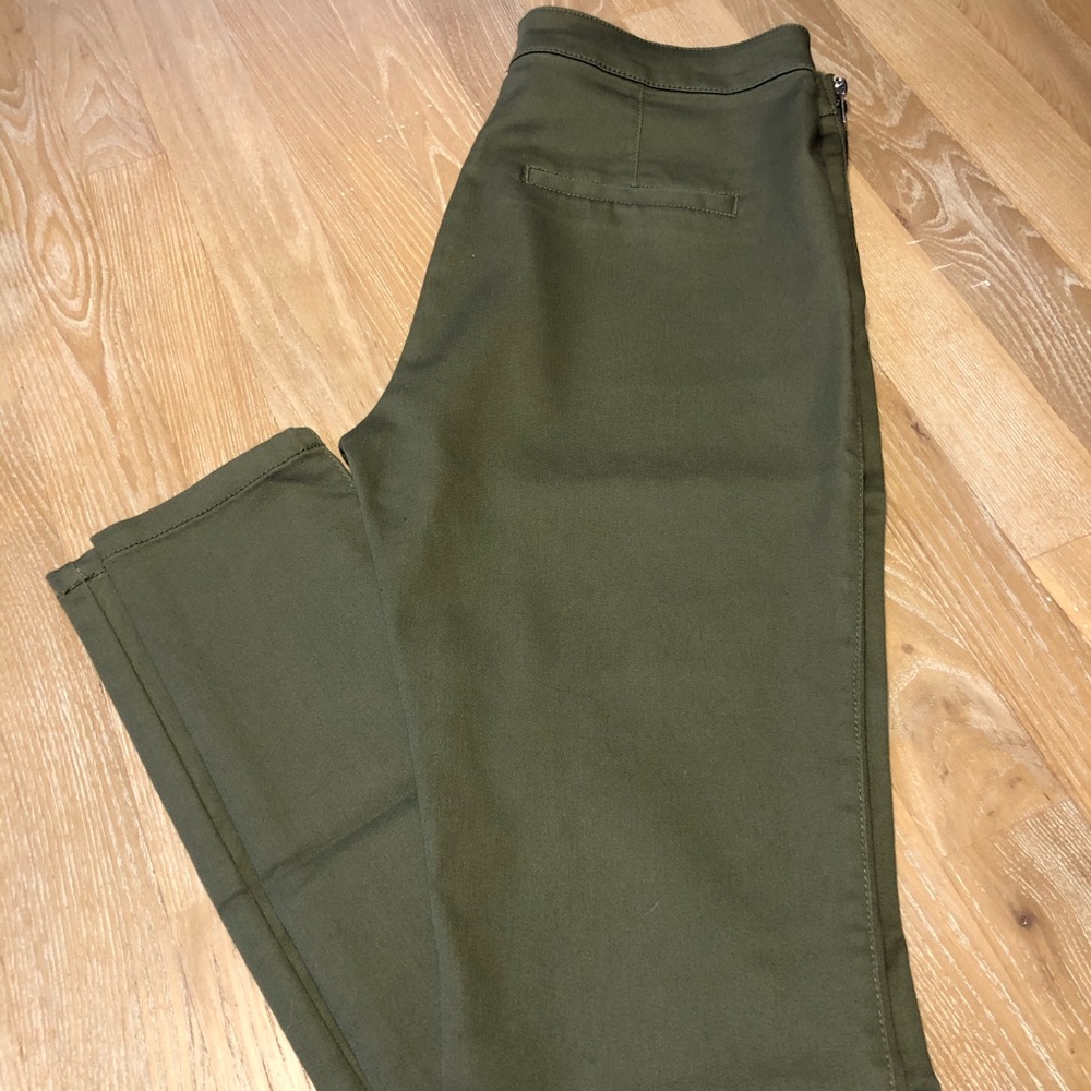 Olive green straight leg pants